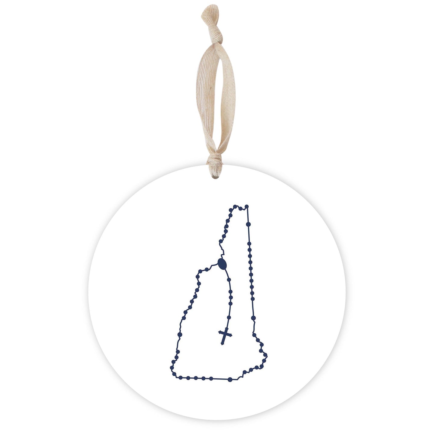 New Hampshire Catholic Rosary Large Ornament/Hanging Sign Round-8"x8" Blue