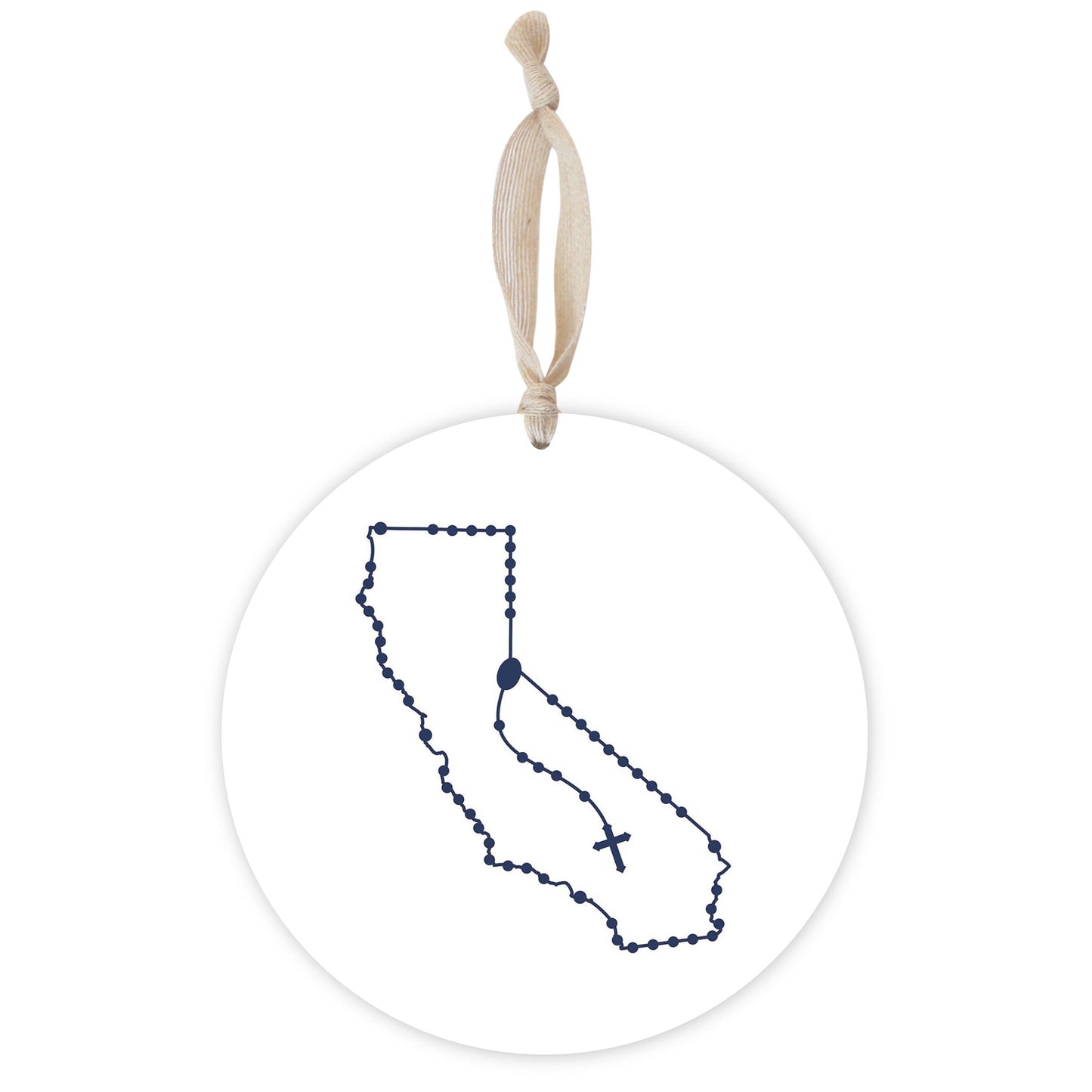 California Catholic Rosary Large Ornament/Hanging Sign Round-8"x8" Blue