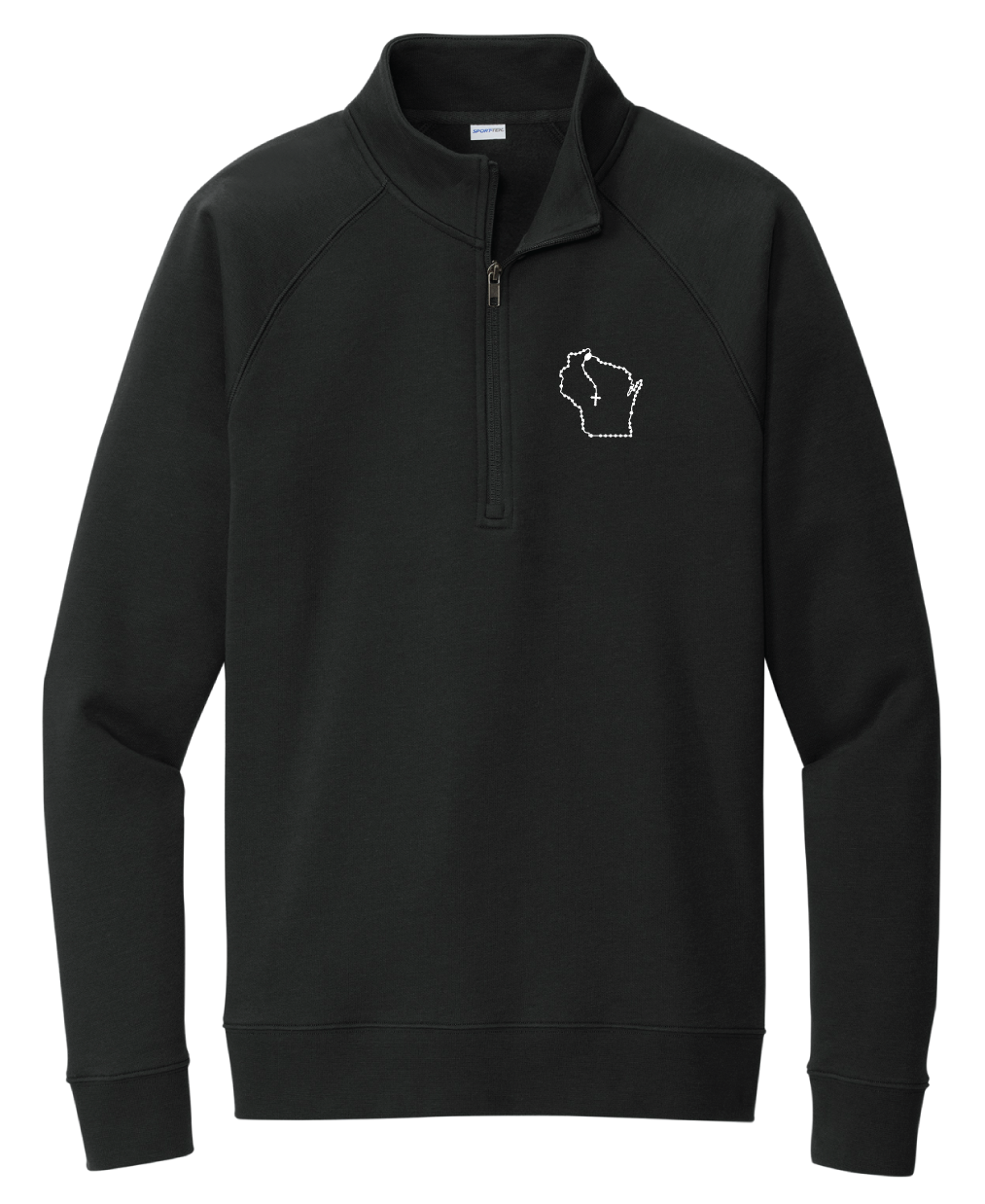 Wisconsin Catholic Rosary Black Quarter Zip Sweatshirt