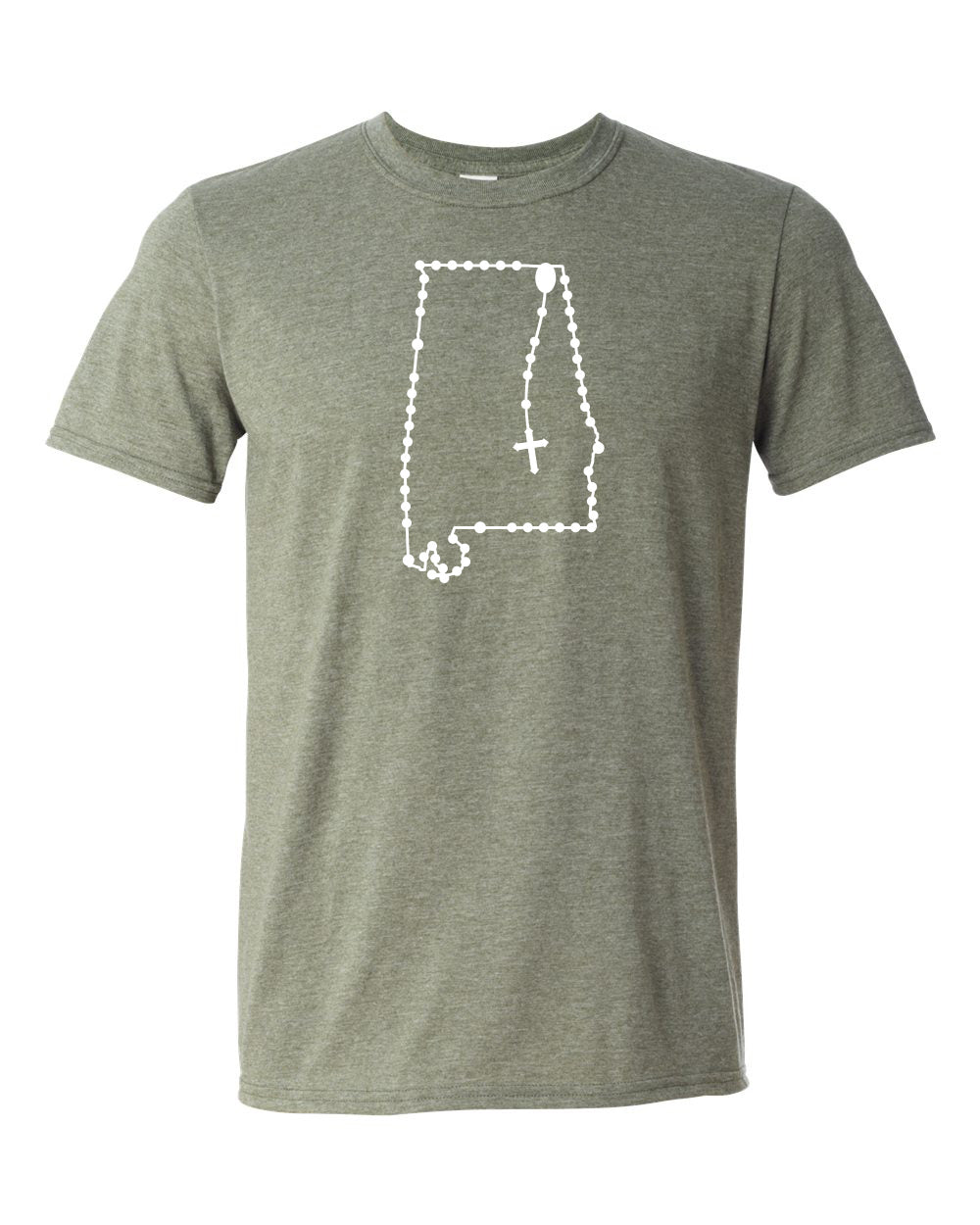 Alabama State Catholic Rosary Custom T-shirt Gift, State Pride, graphic tees, oversized - shirt - front heathered military green