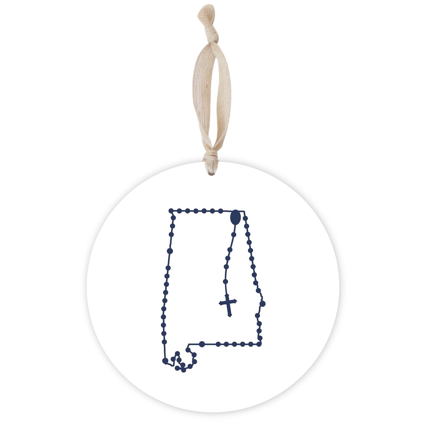 Alabama Catholic Rosary Large Ornament/Hanging Sign Round-8"x8" Blue