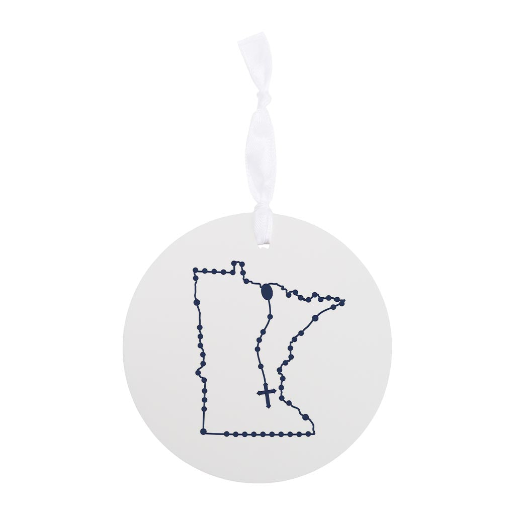 Minnesota Catholic Rosary Wood Ornament Round-4"x4" Blue