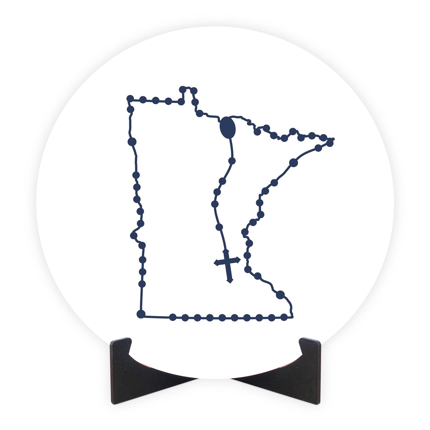 Minnesota Catholic Rosary Wood Plaque Round-10"x10" Blue