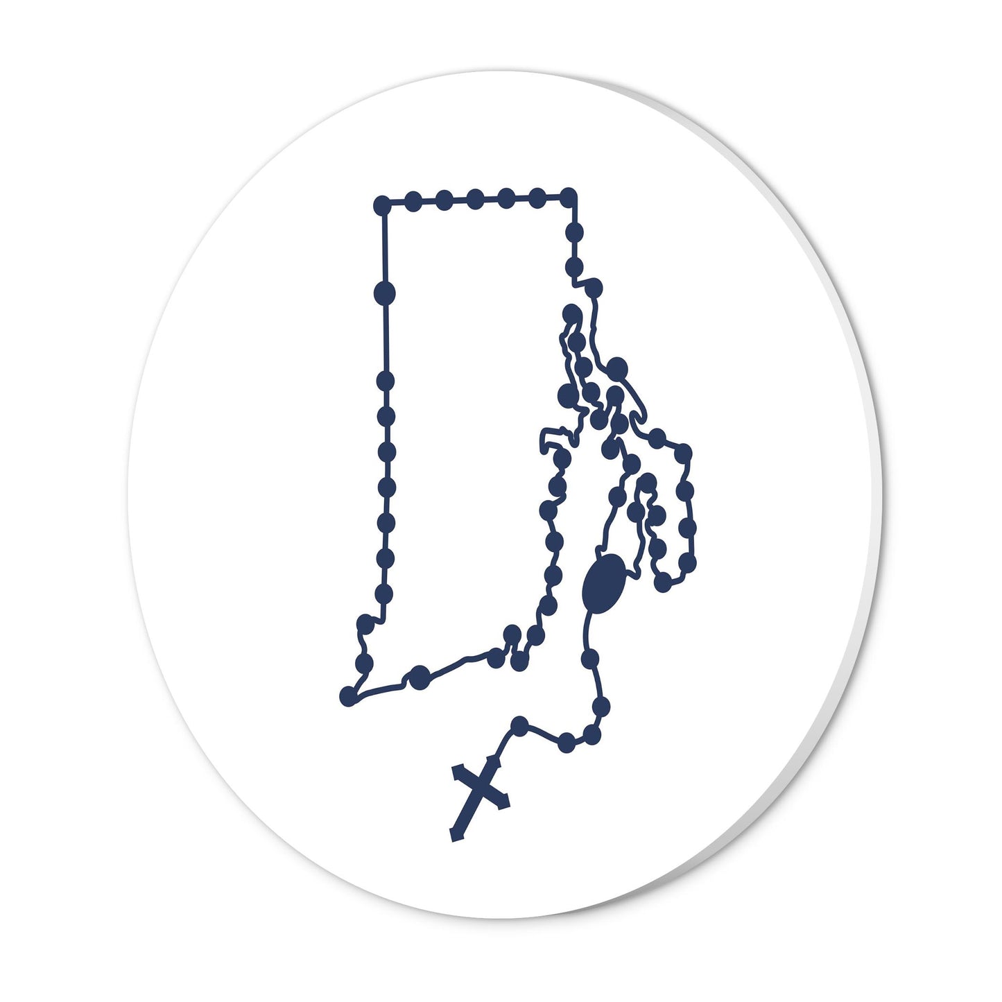 Rhode Island Catholic Rosary Wood Plaque Round-17"x17" Blue