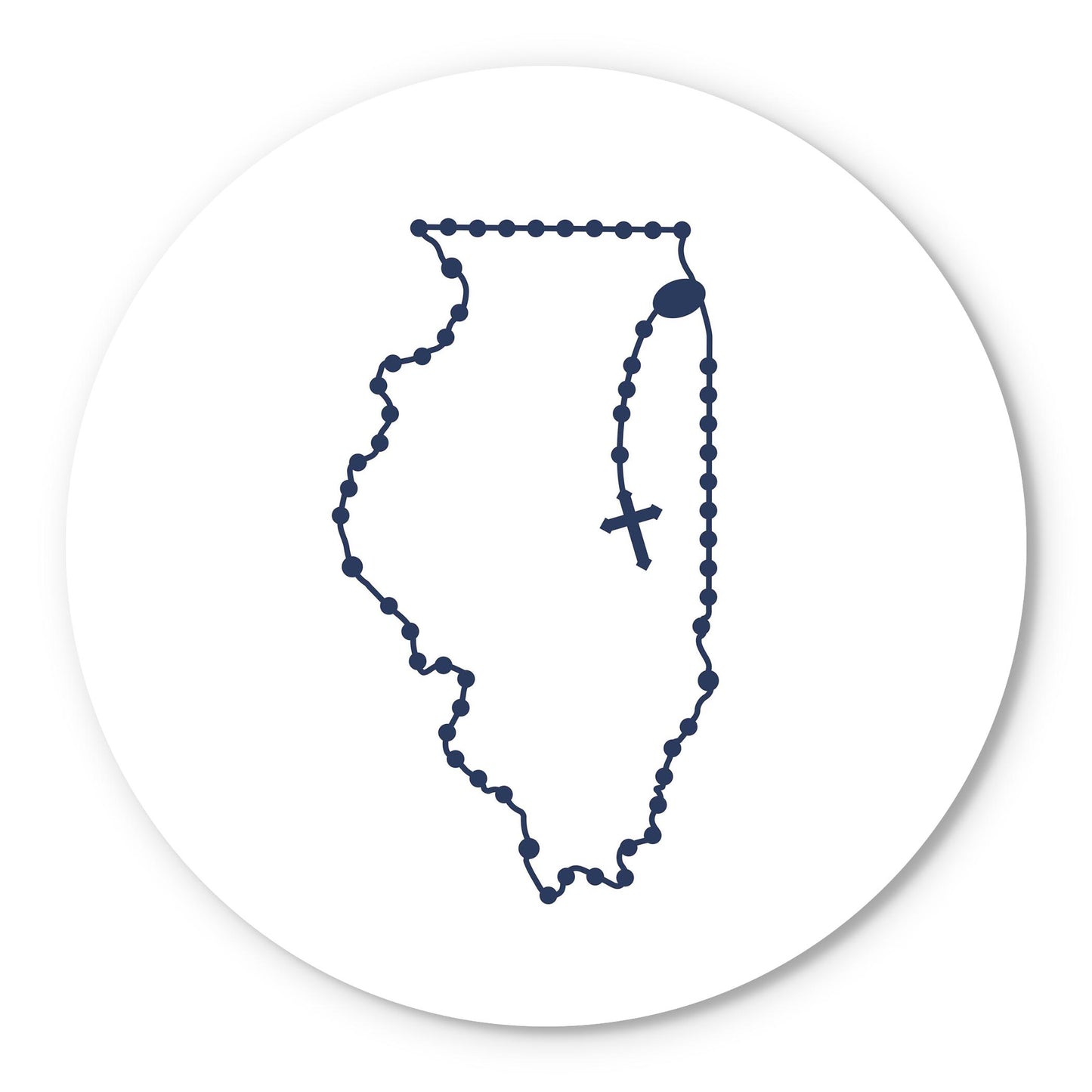 Illinois Catholic Rosary Wood Plaque Round-17"x17" Blue