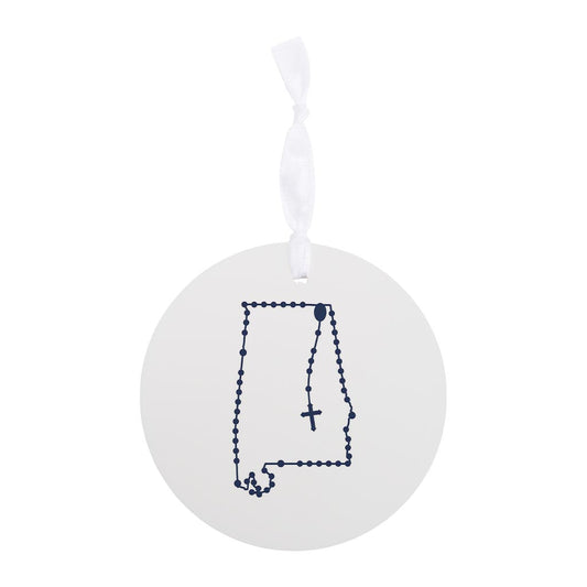Alabama Catholic Rosary Wood Ornament Round-4"x4" Blue