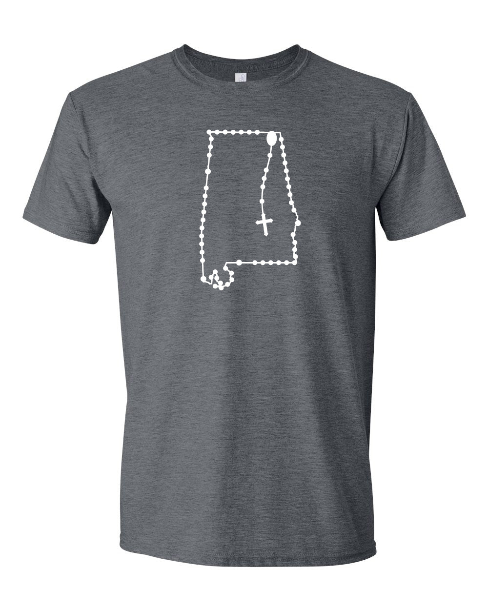 Alabama State Catholic Rosary Custom T-shirt Gift, State Pride, graphic tees, oversized - shirt- front heathered dark gray